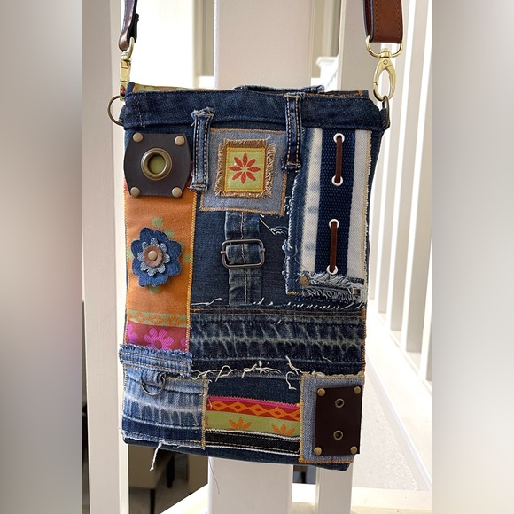 Denim Unique Upcycled Denim Crossbody Bag – Padded and Stylish - Picture 7 of 16